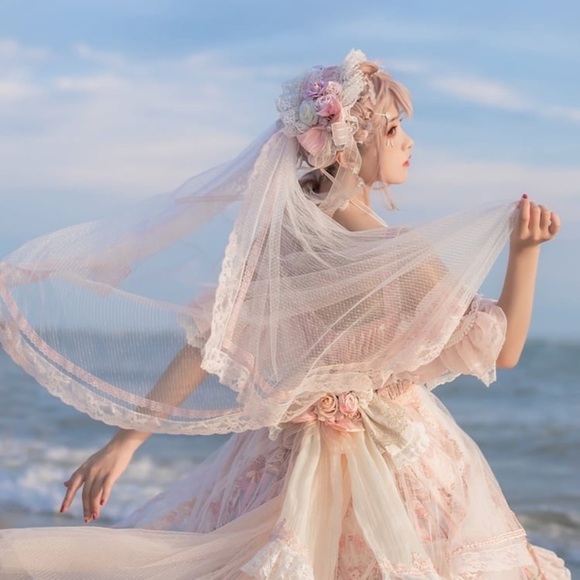 ✨Rare Find ✨Sweet Lolita Pink Lace Dress - Picture 3 of 14